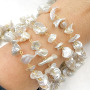 Freshwater Pearl Organic Shape Gold Plated Sterling Silver Wire Chain